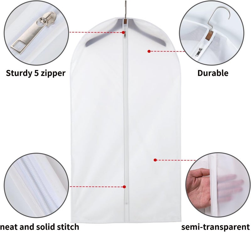 MS KITCHEN 6 Pack Long Garment Bags (24x60") - Dustproof Gown Covers - Durable PEVA Hanging Bags with Sturdy Zipper for Maxi Dresses, Long Coats & Dance Costumes (Translucent) - Image 3